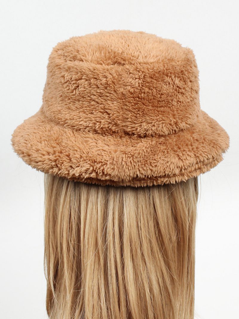 CZapki Rybackie Faux Fur Jednolity Kolor Jesienno-zimowa Damska CZapka - Camel