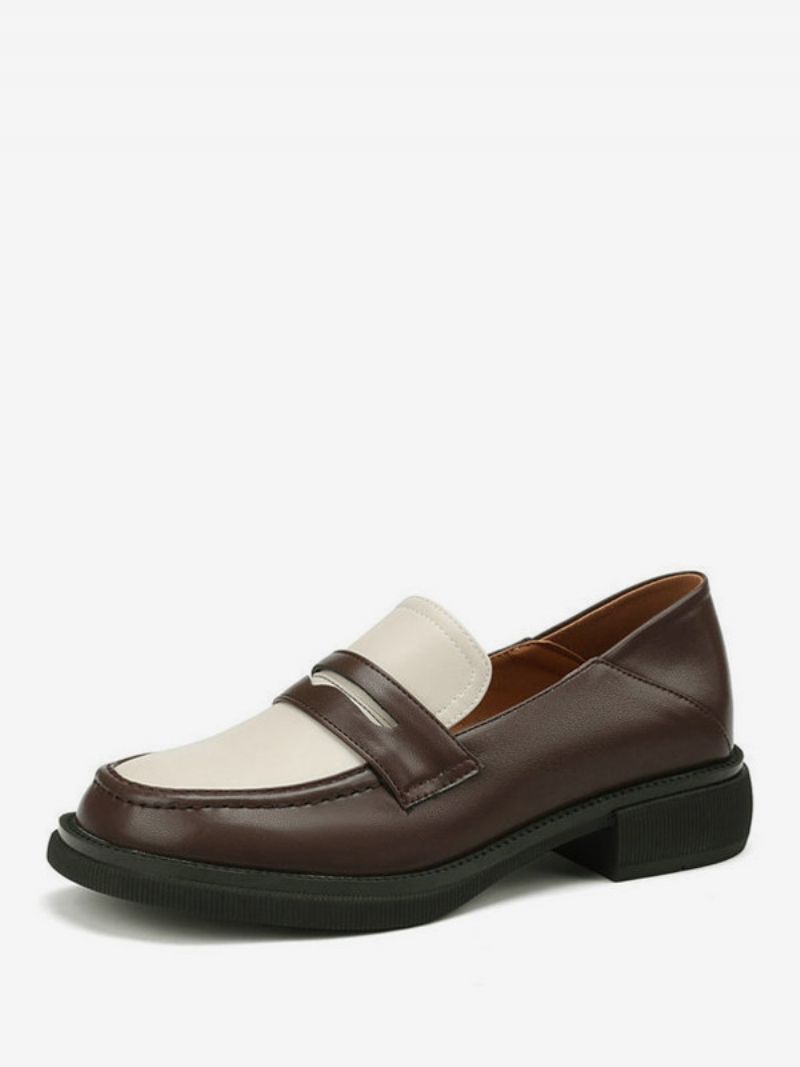 Damskie Buty Typu Penny Loafers Z Okrągłym Noskiem