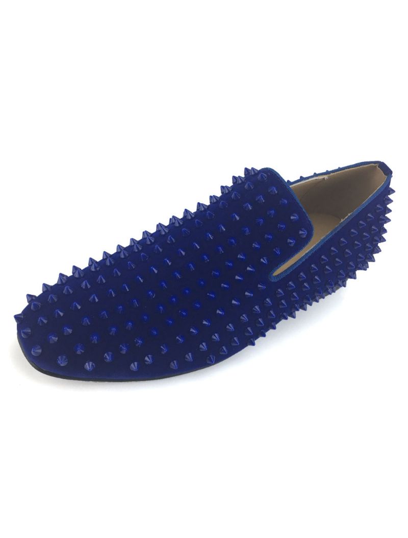 Męskie Buty Ślubne Bule Spike Loafers Na Bal - Niebieski