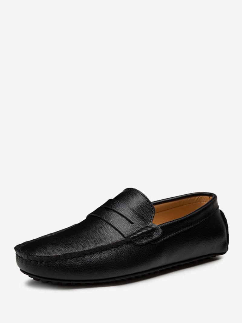 Męskie Mokasyny Slip-on Monk Strap Okrągłe Noski Pu Skórzane Buty Do Jazdy Samochodem