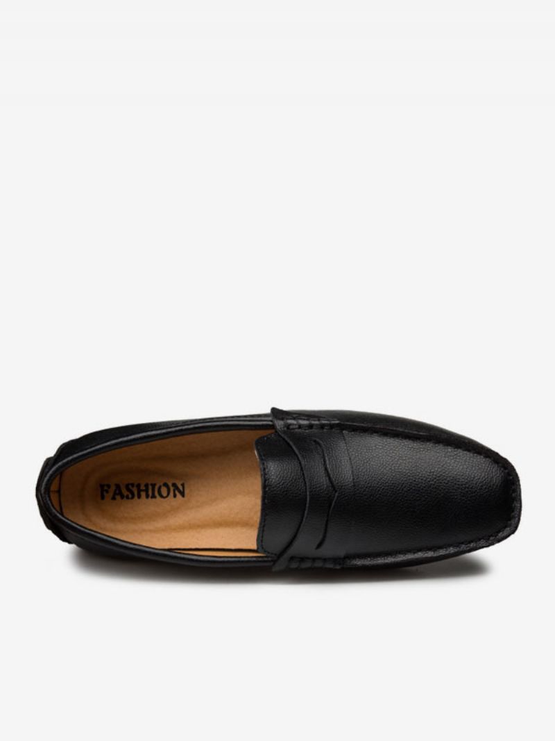 Męskie Mokasyny Slip-on Monk Strap Okrągłe Noski Pu Skórzane Buty Do Jazdy Samochodem - Czarny