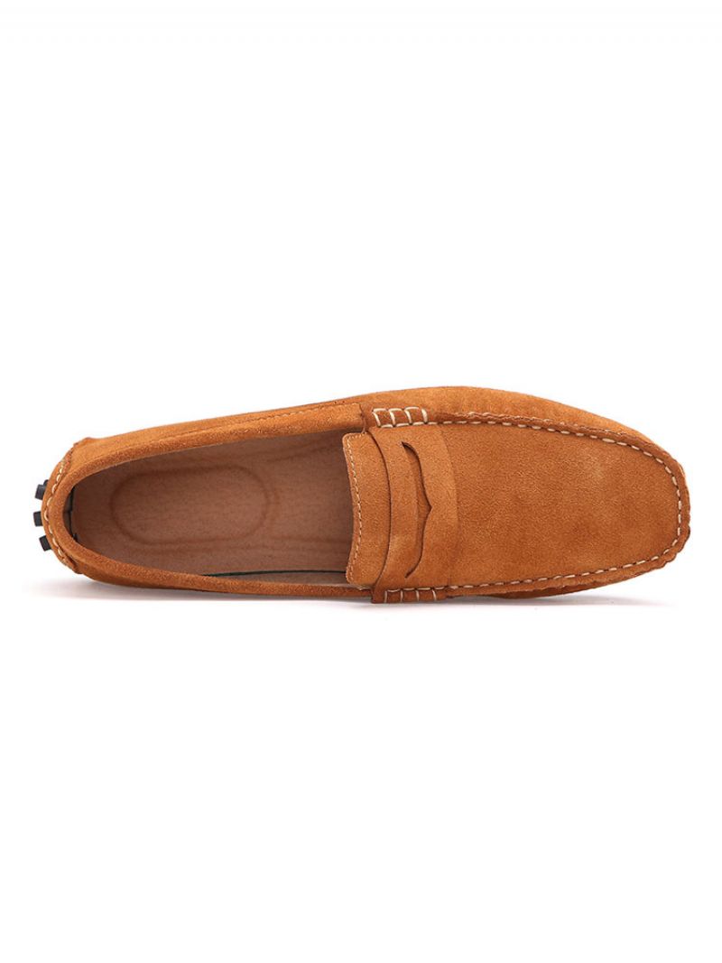 Męskie Mokasyny Wsuwane Monk Strap Round Toe Zamszowa Skóra - Jasnobrązowy