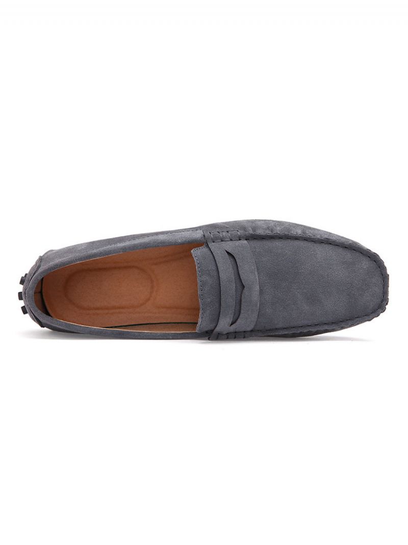 Męskie Mokasyny Wsuwane Monk Strap Round Toe Zamszowa Skóra - Szary