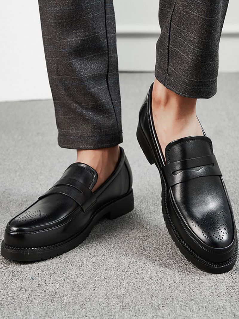 Męskie Półbuty Penny Slip On Loafers - Czarny