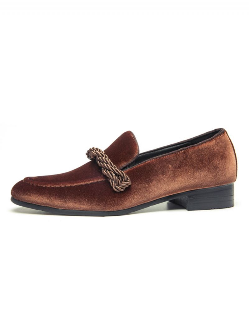 Mokasyny Męskie Slip-on Monk Strap Round Toe - Kawowy Brąz