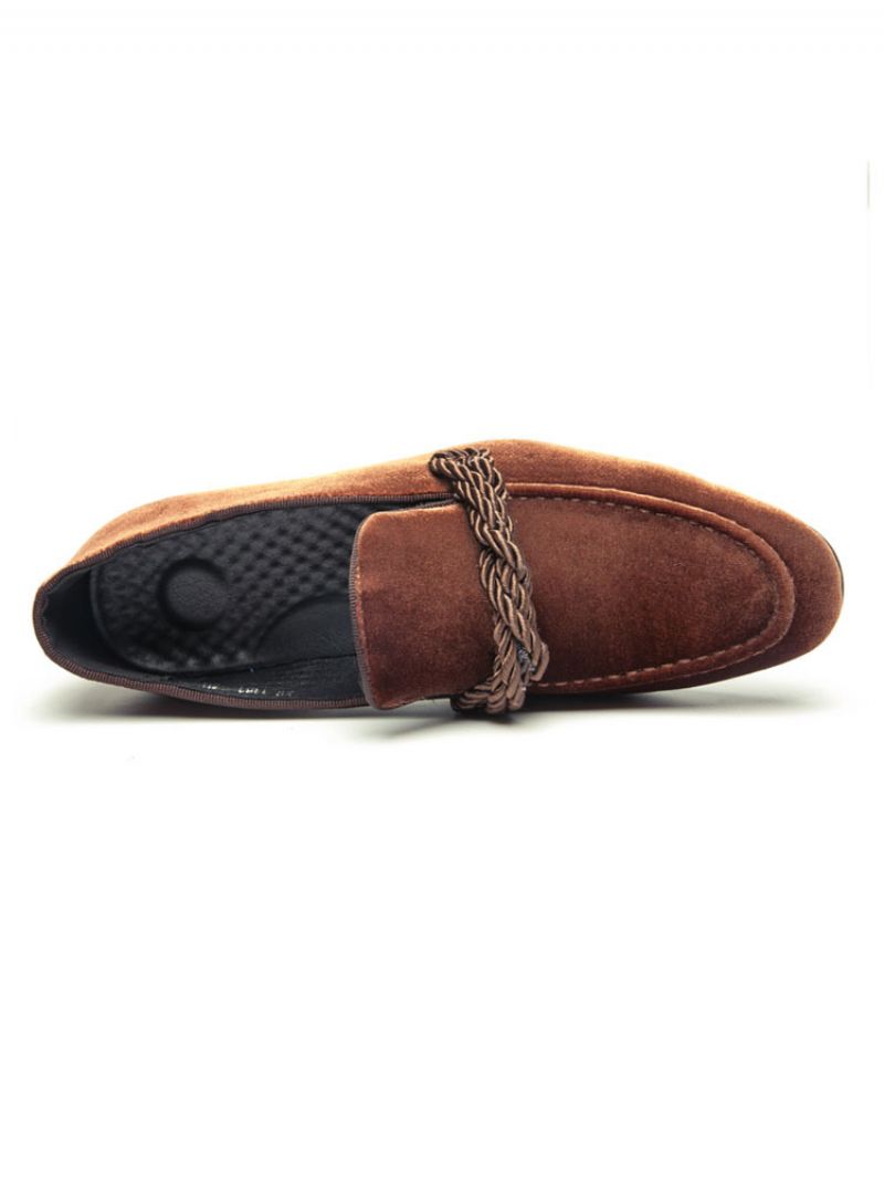 Mokasyny Męskie Slip-on Monk Strap Round Toe - Kawowy Brąz