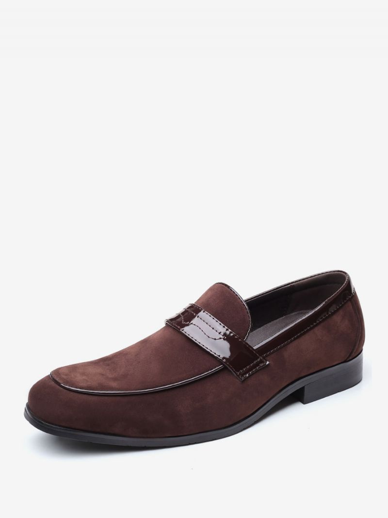 Mokasyny Męskie Slip-on Monk Strap Round Toe Pu Leather - Kawowy Brązowy