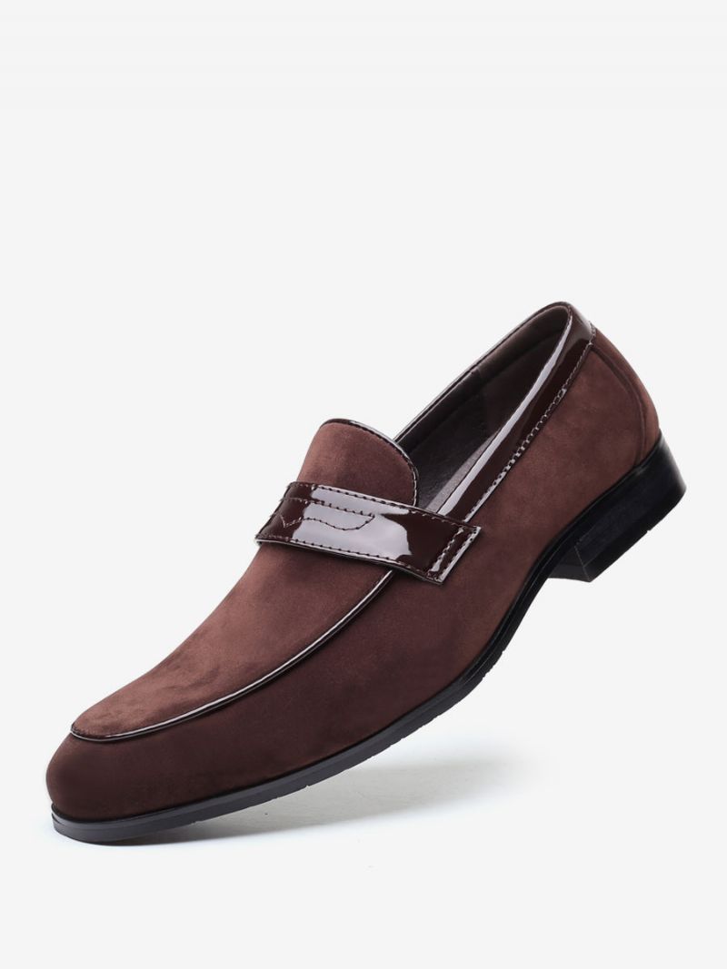 Mokasyny Męskie Slip-on Monk Strap Round Toe Pu Leather - Kawowy Brązowy