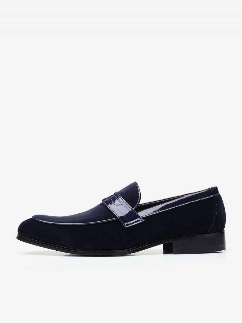 Mokasyny Męskie Slip-on Monk Strap Round Toe Pu Leather - Niebieski