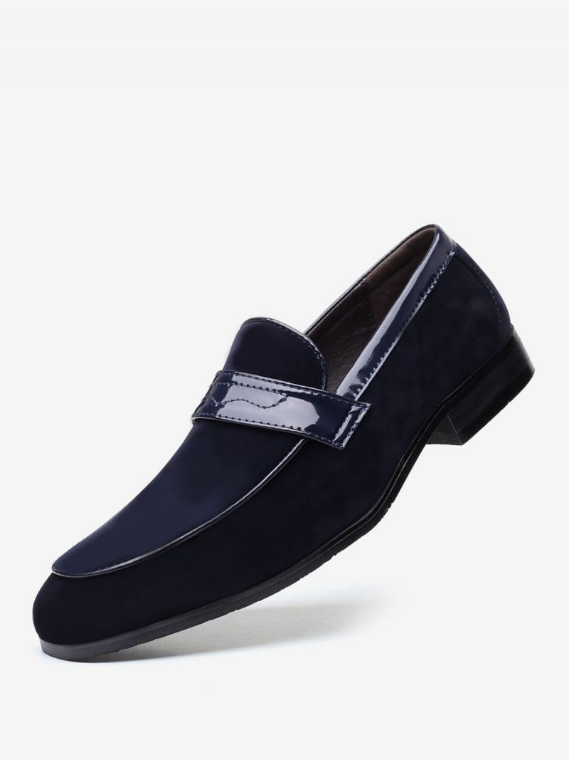 Mokasyny Męskie Slip-on Monk Strap Round Toe Pu Leather - Niebieski