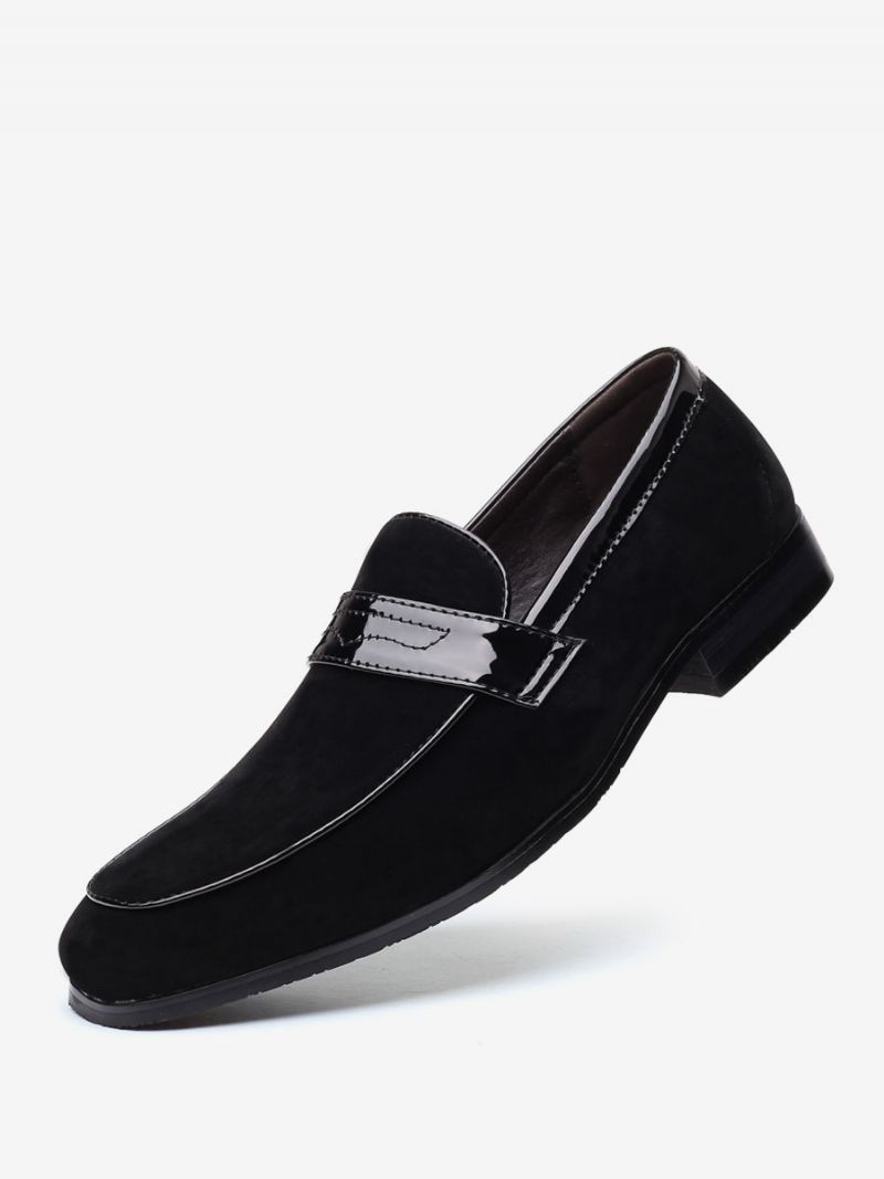 Mokasyny Męskie Slip-on Monk Strap Round Toe Pu Leather - Czarny