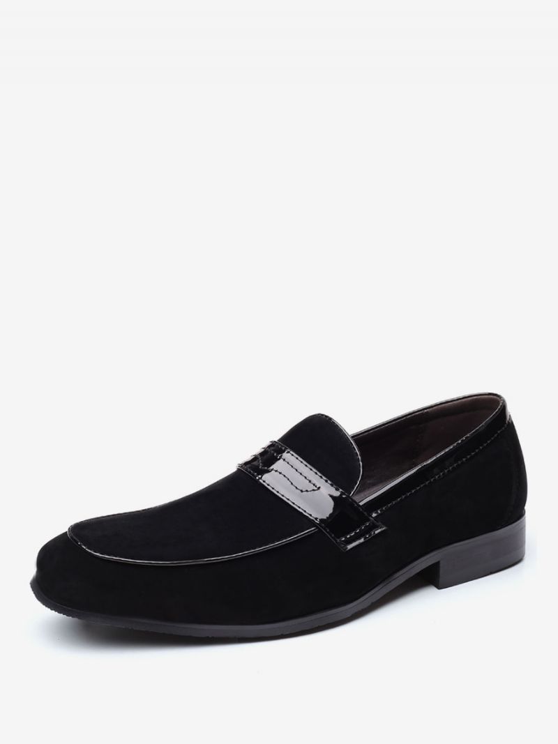 Mokasyny Męskie Slip-on Monk Strap Round Toe Pu Leather - Czarny