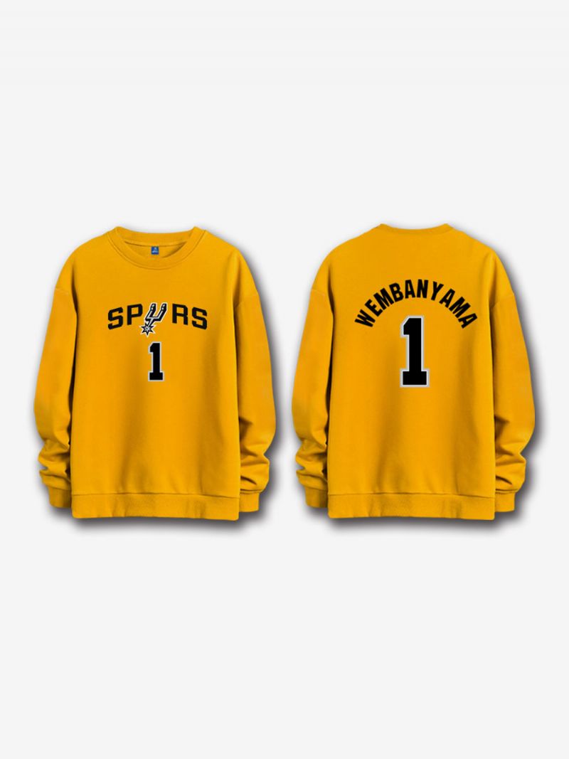 Męska Bluza San Antonio Spurs Number 1 Wembanyama - Żółty