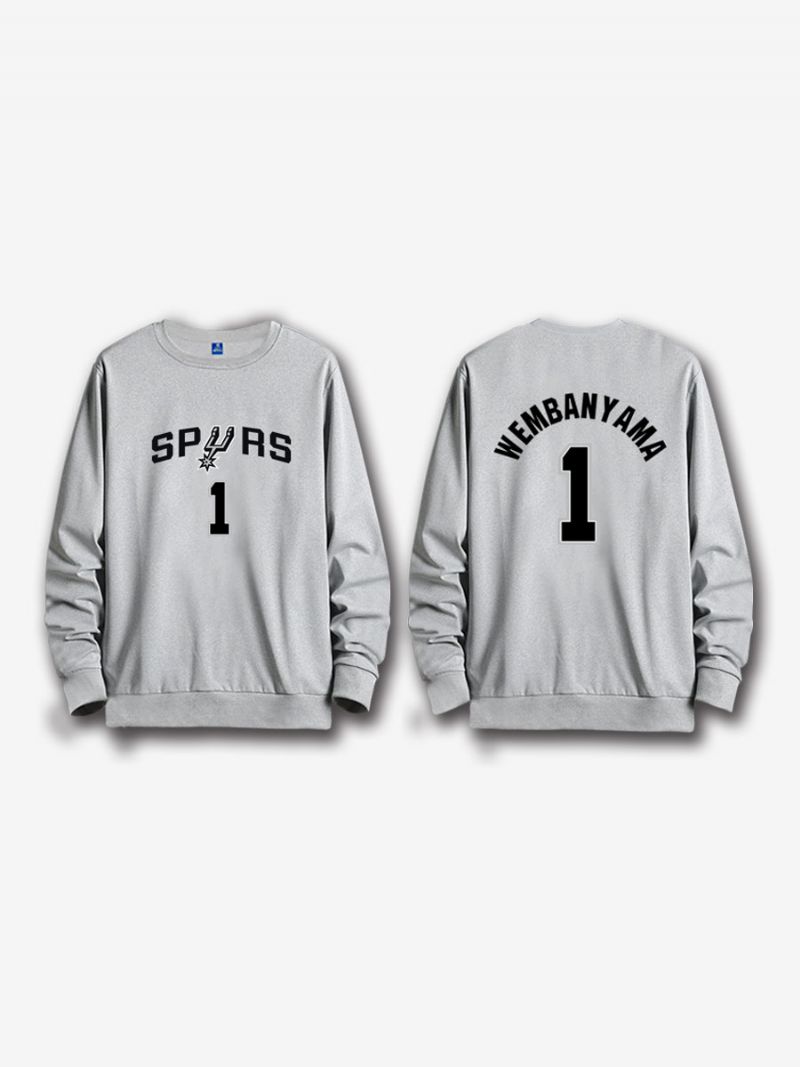 Męska Bluza San Antonio Spurs Number 1 Wembanyama - Szary