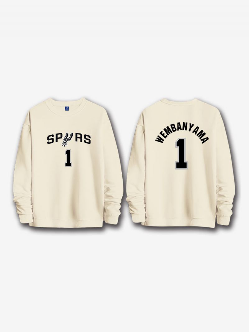 Męska Bluza San Antonio Spurs Number 1 Wembanyama - Beżowy