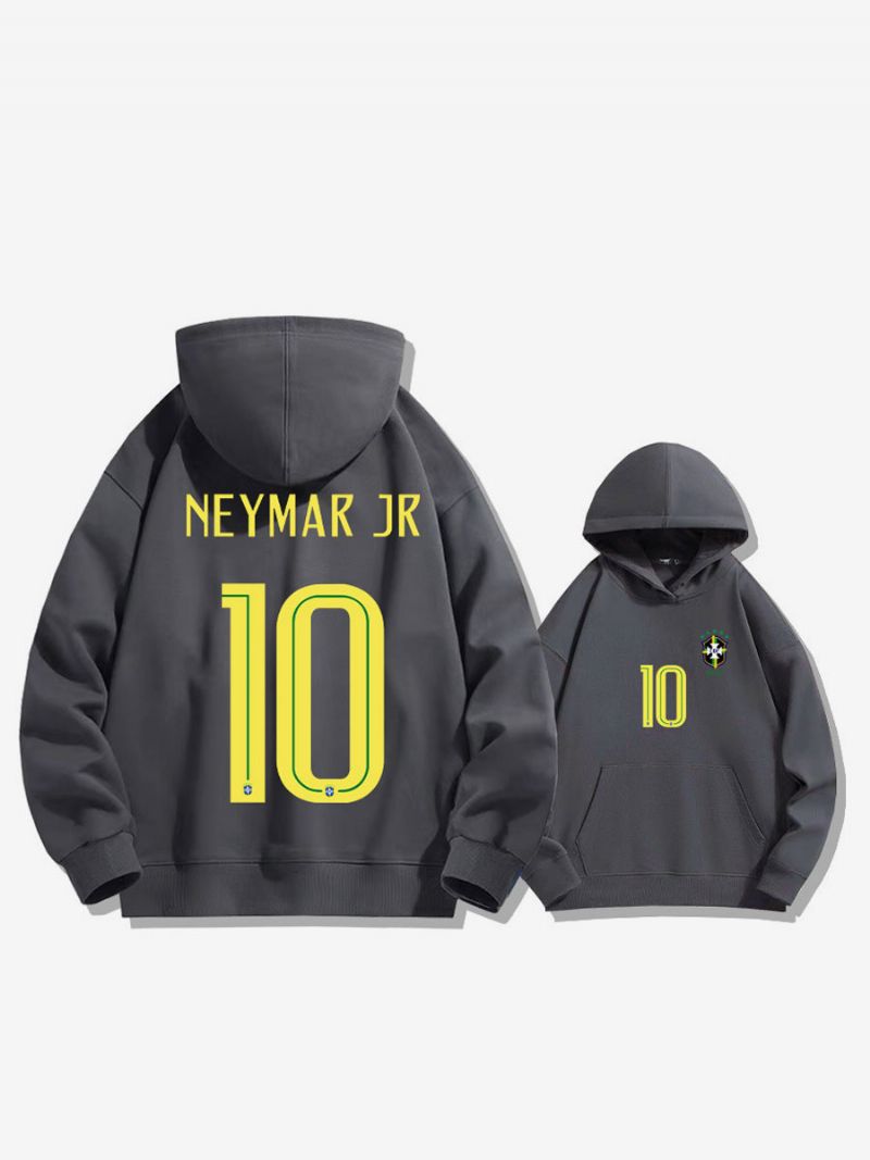 Męska Bluza Treningowa Z Kapturem Brazylia Neymar Numer 10 - Głęboki Szary