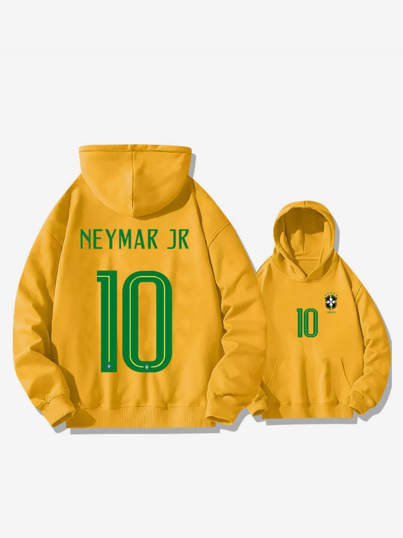 Męska Bluza Treningowa Z Kapturem Brazylia Neymar Numer 10 - Żółty