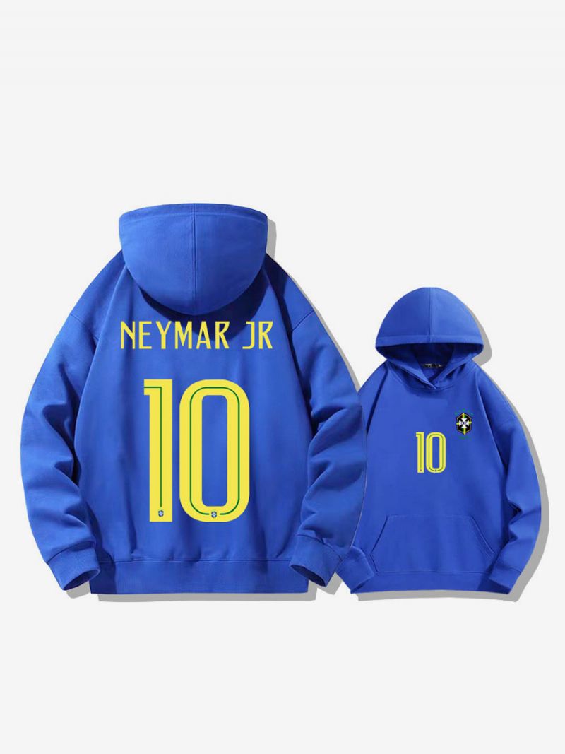 Męska Bluza Treningowa Z Kapturem Brazylia Neymar Numer 10 - Niebieski