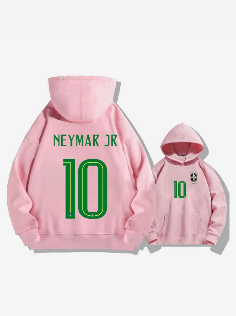 Męska Bluza Treningowa Z Kapturem Brazylia Neymar Numer 10 - Różowy