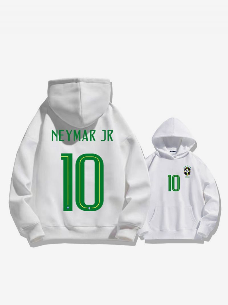 Męska Bluza Treningowa Z Kapturem Brazylia Neymar Numer 10 - Biały