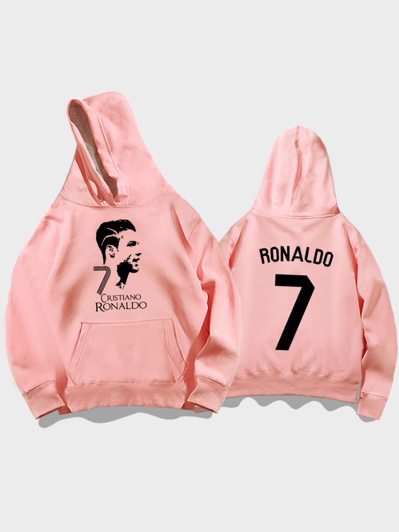 Męska Bluza Treningowa Z Kapturem Cristiano Ronaldo Numer 7 - Różowy