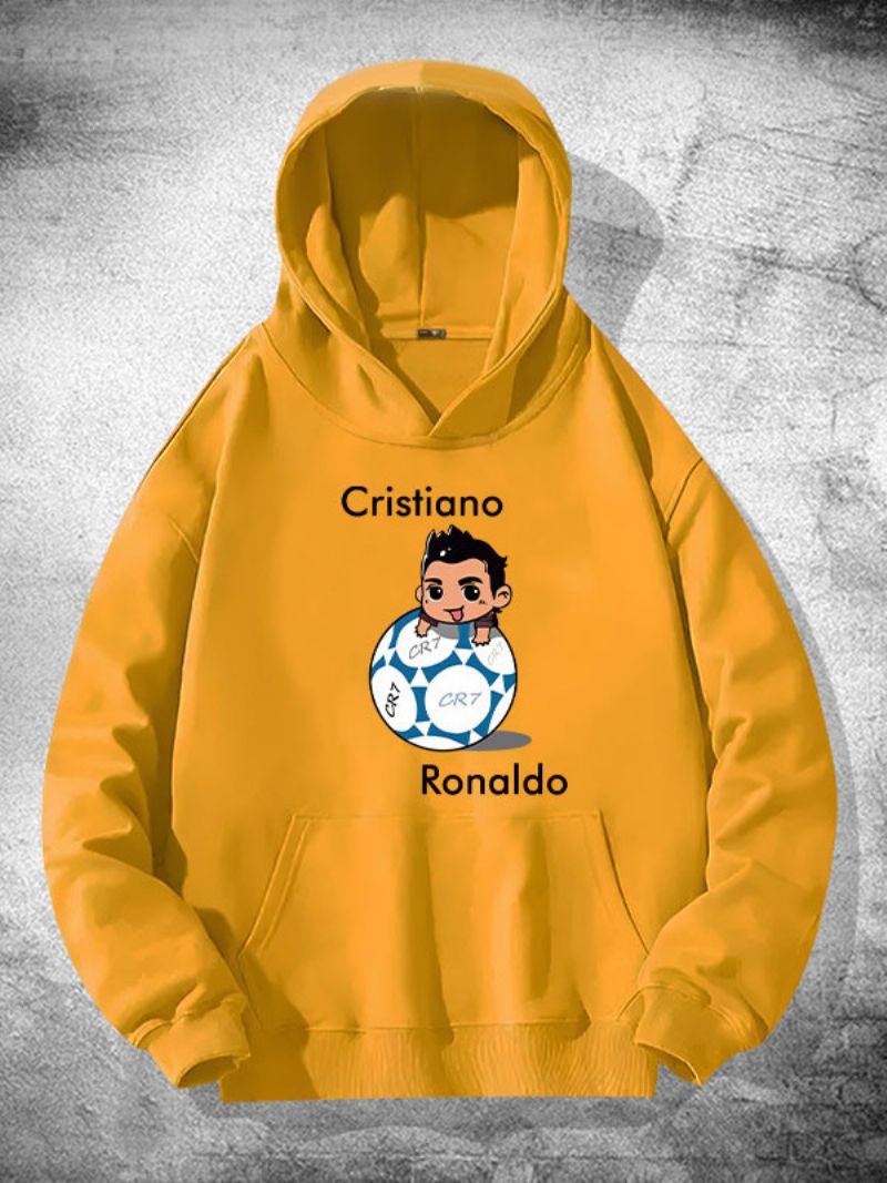 Męska Bluza Z Kapturem Ronaldo Długim Rękawem - Żółty