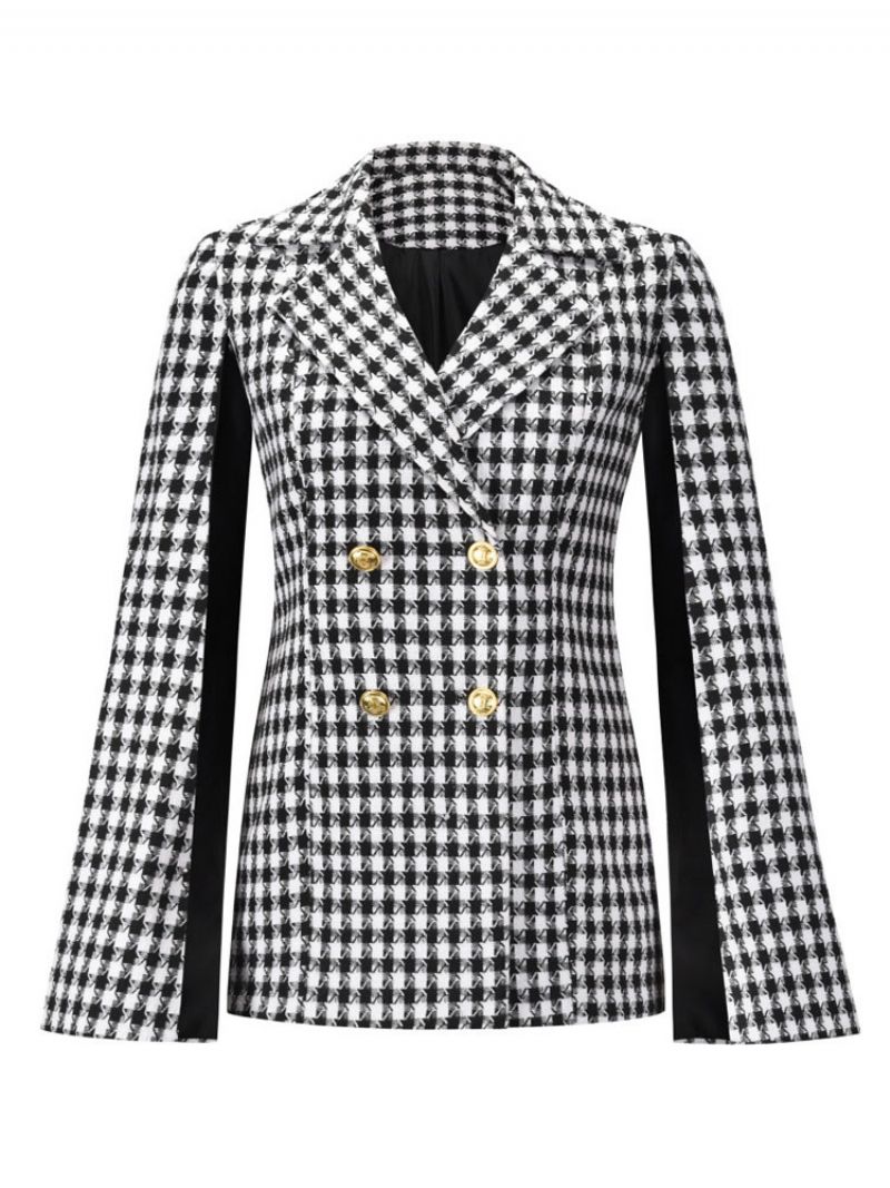 Kurtka Cape Blazer Jacket Double Breasted Poncho Wiosenna Odzież Wierzchnia Dla Kobiet - Czarny