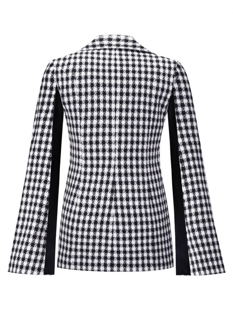 Kurtka Cape Blazer Jacket Double Breasted Poncho Wiosenna Odzież Wierzchnia Dla Kobiet - Czarny