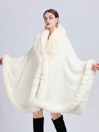 Płaszcz Cape Faux Fur Bride Okłady Poncho Dla Kobiet