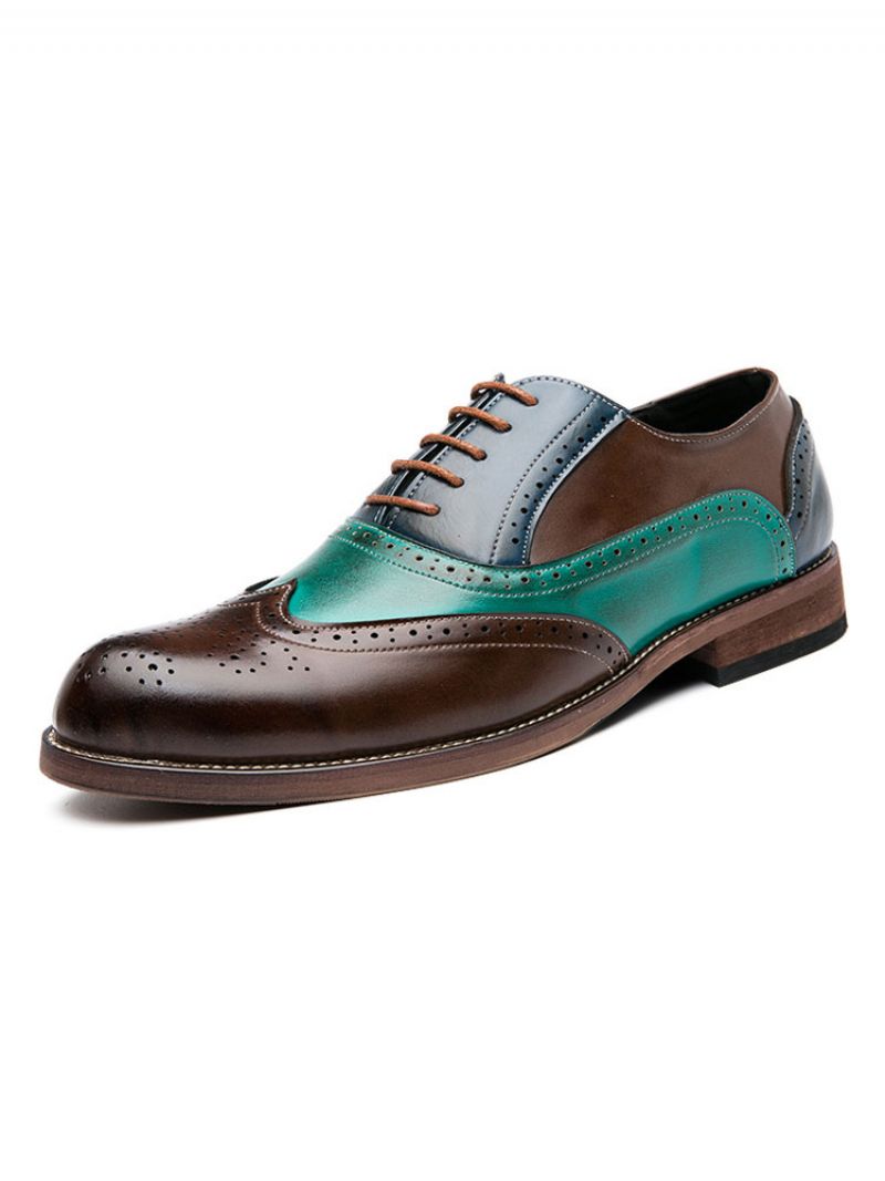 Męskie Buty Ślubne Wingtip Oxford Na Studniówkę - Niebieski