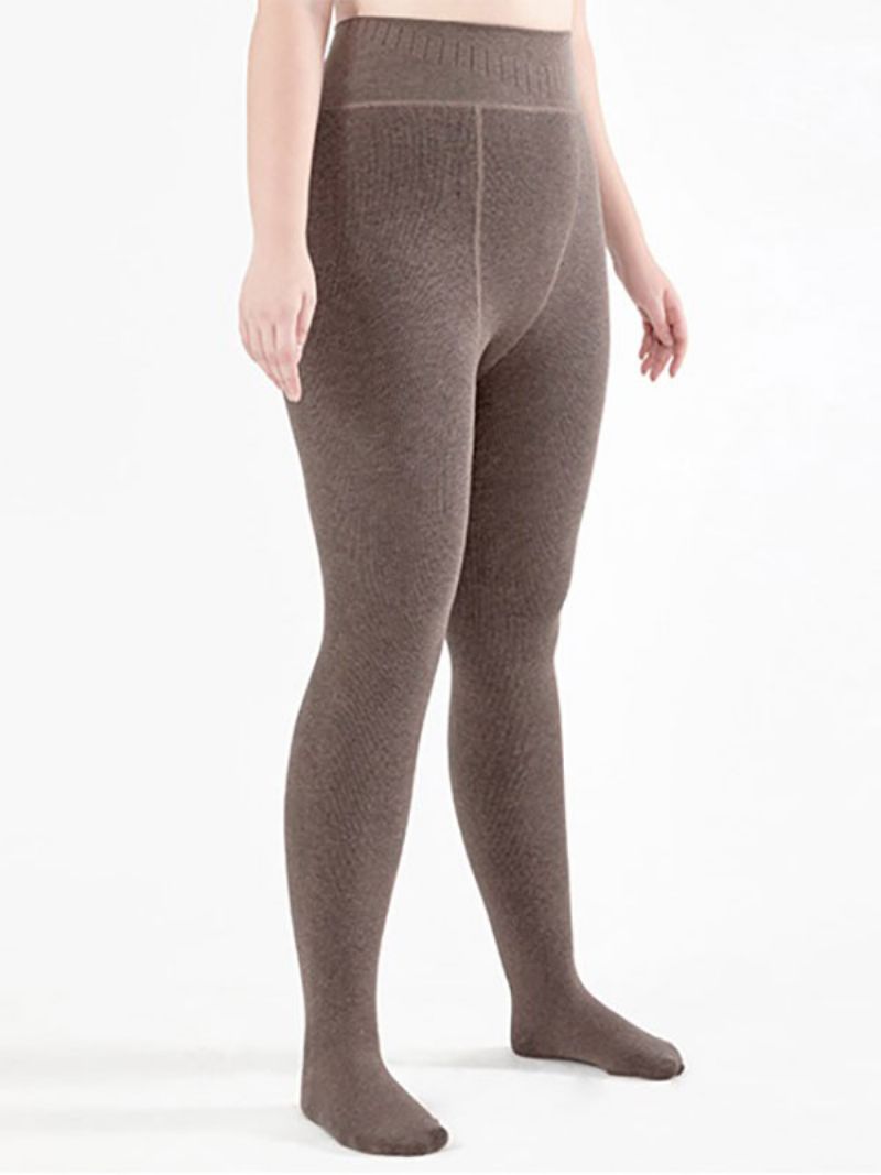 Legginsy Damskie Slim 400g Rajstopy Zimowe Ciepłe Pończochy - Jasny Brąz