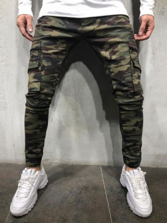 Męskie Spodnie Casual Camouflage Skinny Hunter Zielone