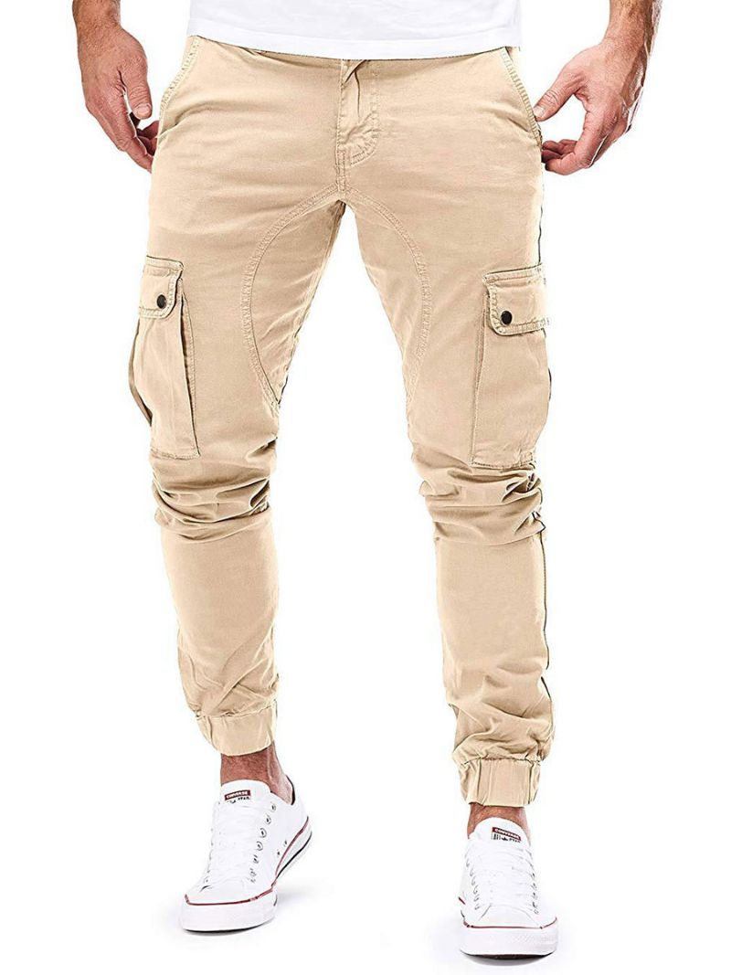 Męskie Spodnie Casualowe Zwężane Dresowe Hunter Green Pants - Khaki